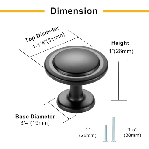Oil Rubbed Bronze Cabinet Knobs Bronze Drawer Knobs, 10 Pack 1-1/4 Inch, 8222 Round Single Hole Cabinet Pulls for Kitchen Cabinets Drawers Bedroom Dresser Cupboard Bathroom Vanity - color: Oil Rubbed Bronze, size: 1-1/4 Inches, style: 10 Pack Round Knob