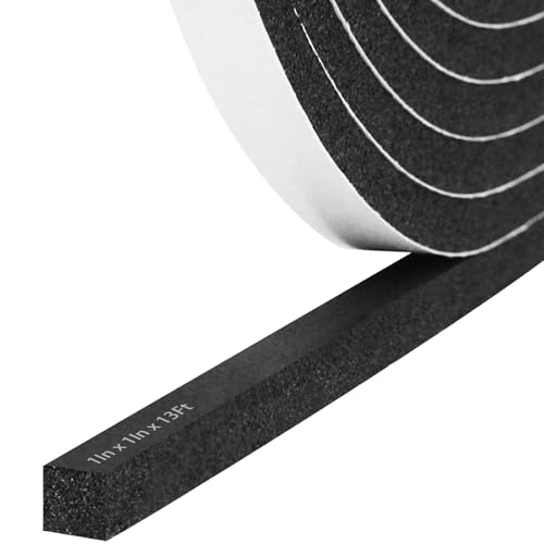 Storystore Weather Stripping Door Seal Strip, 1In x 1In x 13FT Self Adhesive Foam Tape for Door Window Insulation Soundproofing Weatherstrip, High Density Foam Seal for Doors Windows Furniture - size: 1In x 1In x 13Ft