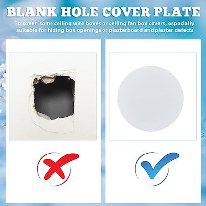 SUPERFINDINGS 8Pcs Plastic Flat Blank Wall Hole Cover Sheets with 60PCS Plastic Stickers 5.98inch PVC Material Dustproof Cover Plate Flat Round Frosted Blank Plate for Wall Plasterboard Hole Covering