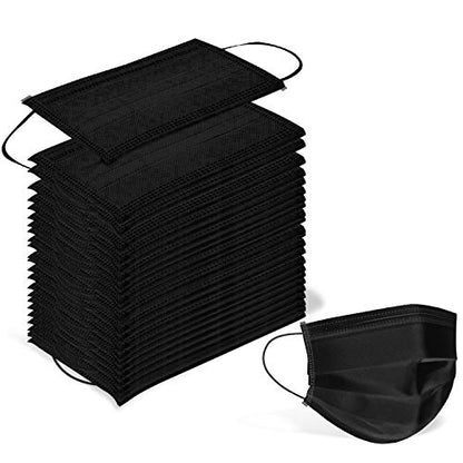 Wecolor 120 Pack Disposable Face Masks with Elastic Ear Loop, 3 Ply Breathable (Black) - color: Black, size: 1 Count (Pack of 120)