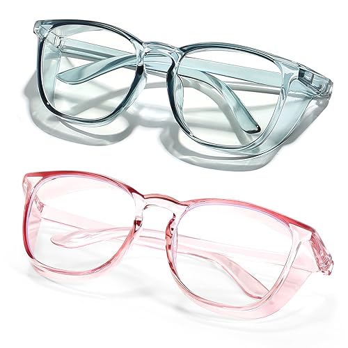 Stylish Safety Glasses Goggles for Women Girls Anti-fog Glasses Protective Eyewear Clear Glasses - color: Blue +Pink