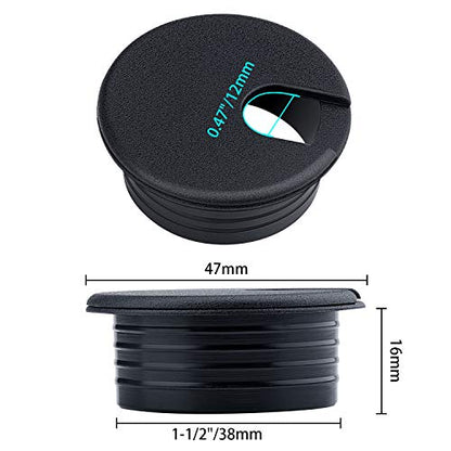 15 Pack 1.5 Inch Desk Cable Hole Cover Grommet - Plastic Wire Cord, Black - color: Black-1.5Inch