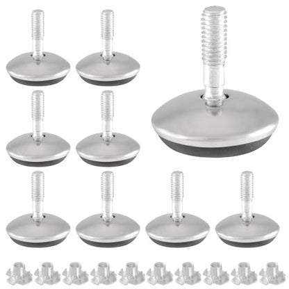 Bivethoi 12 Pack M6 Swivel Furniture Leveling Feet, Adjustable Table Leg Levelers, Heavy Duty Sofa Feet with T Nut, Threaded Swivel Foot Pads, Chair Glides, 1-3/16 Inch OD - size: M6 (1-3/16 inch)