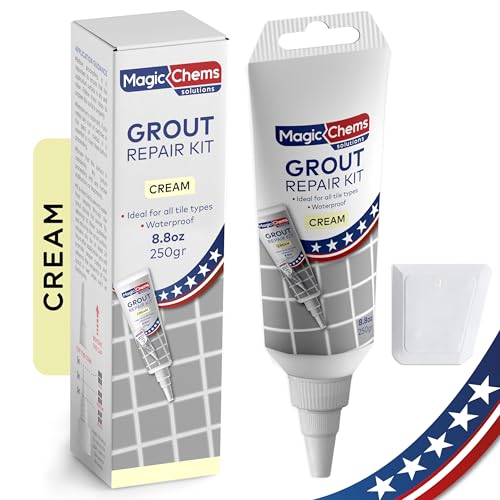 Tile Grout Repair, Cream 8.8 oz/250gr. Fast Drying Grout Repair Kit, Grout Filler Tube Repair Kit, Tile Grout Paint, Grout Sealer Restore and Renew Bathroom Floor, Tile Gaps, Joints, Lines - color: Cream, size: 1 Pack