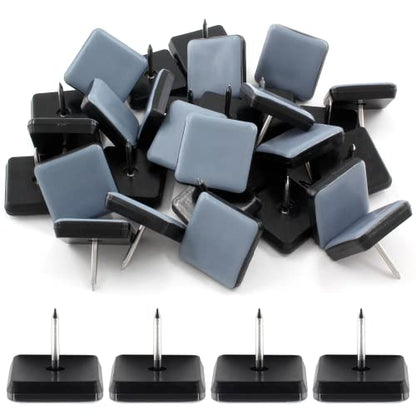 32pcs 1" (25mm) Nail on Furniture Sliders, Square Teflon Chair Feet Glides, Furniture Feet Glides Chair Leg Floor Protectors, Moving Sliders for Carpet, Cupboard (Grey, Black) - size: 1 inch (25mm)-32pcs