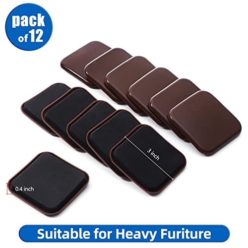Furniture Sliders, 12pcs 3 inch Square Furniture Moving Kits Carpet Sliders for Moving Furniture, Heavy Duty Furniture Movers - Protect The Carpet Surface, Easily Move Any Items - size: 3inch 12pcs