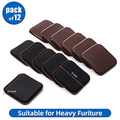 Furniture Sliders, 12pcs 3 inch Square Furniture Moving Kits Carpet Sliders for Moving Furniture, Heavy Duty Furniture Movers - Protect The Carpet Surface, Easily Move Any Items - size: 3inch 12pcs