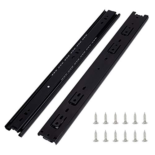 6 Pairs of 18 Inch Hardware 3-Section Full Extension Ball Bearing Side Mount Black Drawer Slides,100 LB Capacity Drawer Slide - color: Black, size: 18 Inch