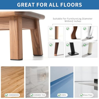 Furniture Pads for Hardwood Floors - 20 Pack Non Skid Furniture Grippers, 2" Square Silicone Anti Slip Pads with Grid Texture, Strong Self-Adhesive Floor Protectors for Sofa, Couch & Heavy Furniture