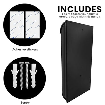 Utopia Kitchen Grocery Plastic Bag Holder and Dispenser Medium, Easy Wall Mount Bag Saver, Stainless Steel, Black - color: Black, size: Medium (Pack of 1)