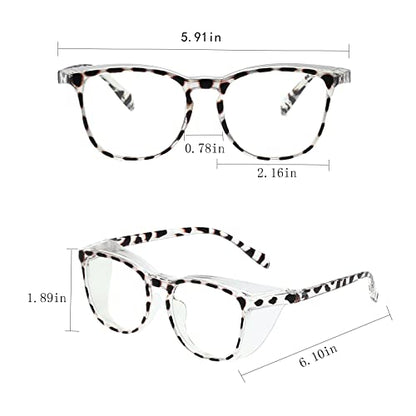 Safety Glasses for Men Women Nurses Anti Fog Stylish Fashion Comfortable Goggles with Side Shields Eye Protection for Adult - color: Leopard