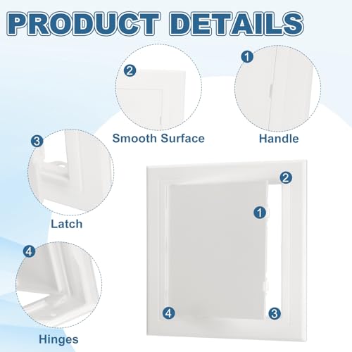 PATIKIL Access Panel for Drywall 7x7 Inch, 1 Set ABS Plastic Wall Hole Cover Access Door with Double-Sided Tape for Wall Ceiling Electrical, White