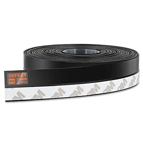 26 Feet Silicone Seal Strip, Weather Stripping Seal Tape for Door, Window & Shower Glass Gaps (Black, 25MM) - color: Black, size: 25mm