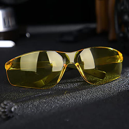 Queekay 12 Pack Safety Glasses Bulk Impact UV Scratch Glasses Protective Eyewear for Men Women Adolescents Eye Protection for Work Lab Construction Science (Amber) - color: Amber