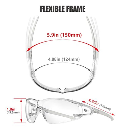 HTS HUNTERSKY ANSI Z87.1 Anti-Fog Clear Safety Glasses Pickleball Youth Baseball Lab Chemistry Goggles Scratch Resistant - color: Clear-gray W/ Case