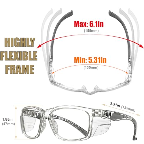 HTS HUNTERSKY E60 Anti-Fog Safety Glasses with Side Shields ANSI Z87 Eye Protection for Men Women Lab Chemistry Goggles DIY - color: Clear & Clear - 2