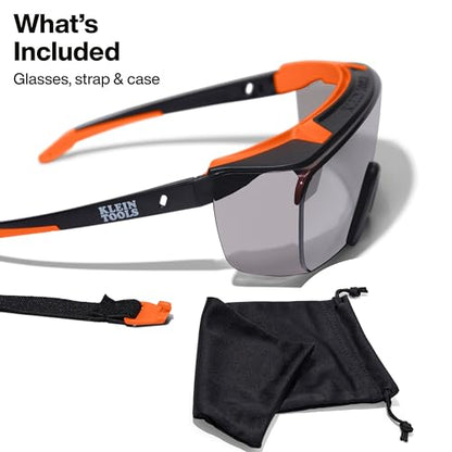 KLEIN TOOLS 03007 Over-The-Glasses Safety Glasses, Shaded Lens, ANSI Z87.1+ and CSA Z94.3 Certified, Anti-Fog and Scratch Resistant, UV Protection, Fits Over Prescription Eyewear - size: Over-the-Glasses, Gray