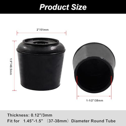8pcs 1-1/2 Inch Round Chair Leg Tips Caps, Non-Slip Rubber Chair Leg Floor Protectors, Black Furniture Leg Caps Fit for 1.45"-1.5" (37-38mm) Diameter Round Feet - size: 1-1/2 Inch-Black
