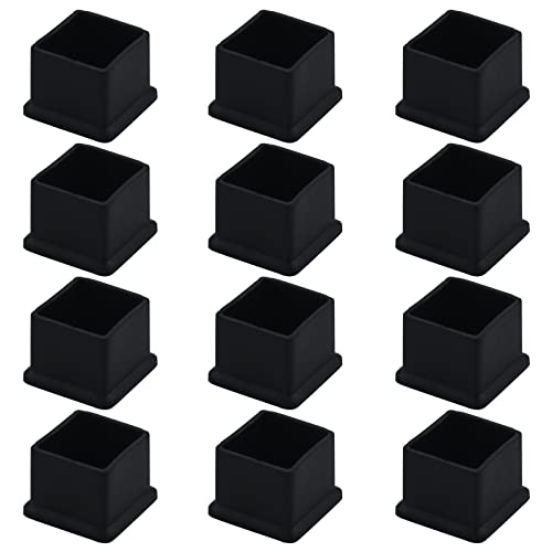 Antrader 1 Inch x 1 Inch Square PVC Covers Furniture Foot Table Chair Leg End Cap Cover Tip Protectors Black, Pack of 12 - color: Black, size: 1" x 1"
