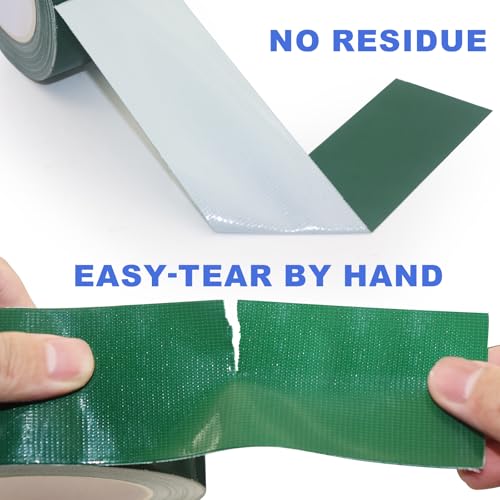 Green Duct Tape, 2 Inches x 32 Yards, Heavy Duty, Strong, Durable, Flexible, Easy-Tear by Hand, No Residue, Waterproof for Home Repairs, Fixed Carpet Edge, DIY Projects - color: Green