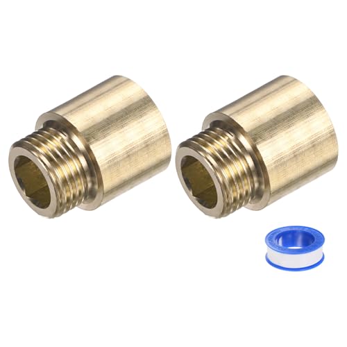 M METERXITY Shower Head Extension Arm, Brass G1/2 Male to Female Extension Pipe Fitting Adapter with PTFE Thread Seal Tape for Shower/Faucet, Pipe Plumbing Coupler 1.18"/30mm 2-Pack - size: 1.18"/30mm