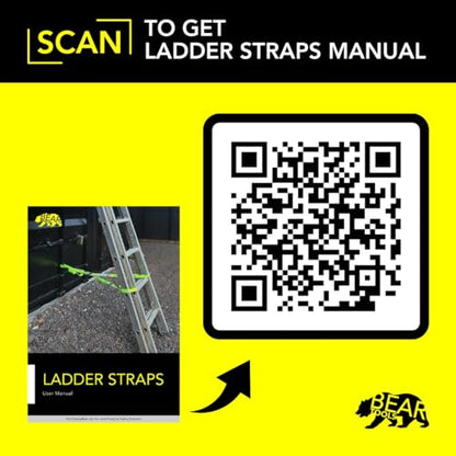 BearTOOLS 3 Meter Hi-Vis Ladder Strap C/W Cam Lock - Ladder Straps for Safety - Cam Lock Connector, Stabiliser for Work Ladders - Avoid Slips & Accidents When Working At Height - size: HVLS-WH-3-hooks