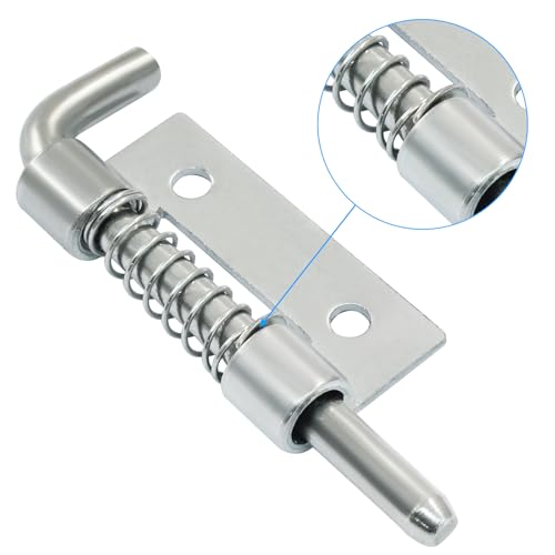 4Pcs Stainless Steel Flat Pin Spring Latch with Hole, 52mm/2.05" Length Spring Latch Hinge Latch with Screws for Cabinet Door (2Pcs Left and 2Pcs Right)