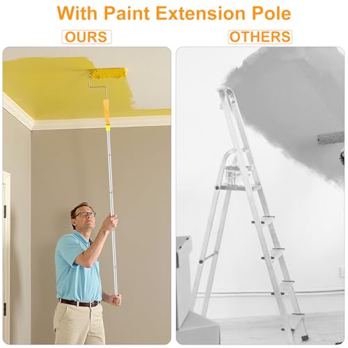 Leshein Paint Roller Kit with Extension Pole, Paint Brushes Set for Walls, Painting Supplies for Home Interior with Paint Brush, Paint Rollers, Paint Tray, Paint Tray Liner, Scraper etc.