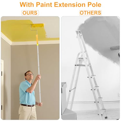 Leshein Paint Roller Kit with Extension Pole, Paint Brushes Set for Walls, Painting Supplies for Home Interior with Paint Brush, Paint Rollers, Paint Tray, Paint Tray Liner, Scraper etc.
