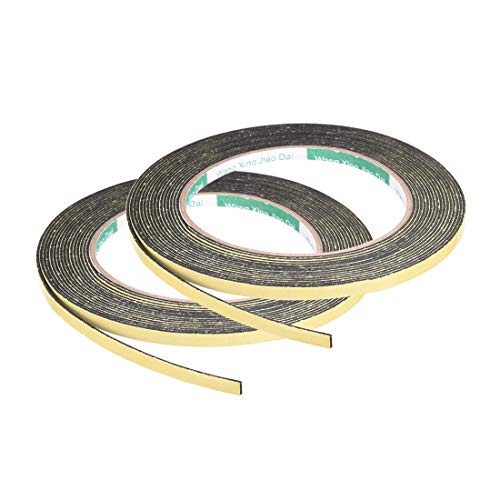 uxcell Sealing Foam Tape 5mm Wide 1mm Thick 5m/16.4ft Long, Self Adhesive Weather Strip for Window Door Insulation, Pack of 2