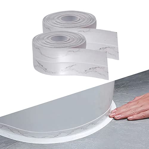 Dstorelhp Caulk Tape Waterproof Self Adhesive, Decorative Caulking Tape for Kitchen, Countertop, Bathroom, Sink, Bathtub, Toilet, Shower (White Marble, 2Rolls-1.5" x 10.5Ft) - color: White Marble, size: 2rolls-1.5" x 10.5Ft