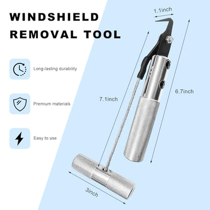 Windshield Removal Tool, Aluminium Alloy Auto Windscreen Replacement Tool with Steel Blade, Professional Window Glass Trim Remover for Sedan Truck SUV, Car Accessories