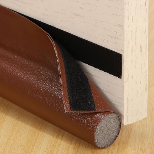 uxcell 2Pcs 37" Door Draft Stopper, Under Door Draft Blocker, Adhesive Soundproof Door Bottom Seal, Weather Stripping Door Sweep for Bottom of Doors, Brown - color: Brown