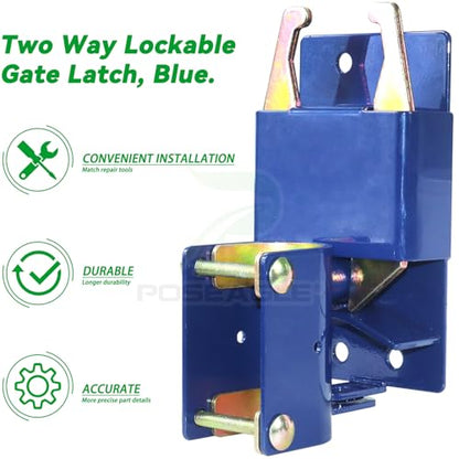 Blue S16100100 Two Way Lockable Gate Latch with Hardware, 4-Digit Combination Lock, L Hex Socket Wrench and a 2 inch Philip Screwdriver for Metal Gates with 1-5/8" to 2" Diameter Round Tubes - color: A03 1xLockable Gate Latch for 1-5/8" to 2" Tubes