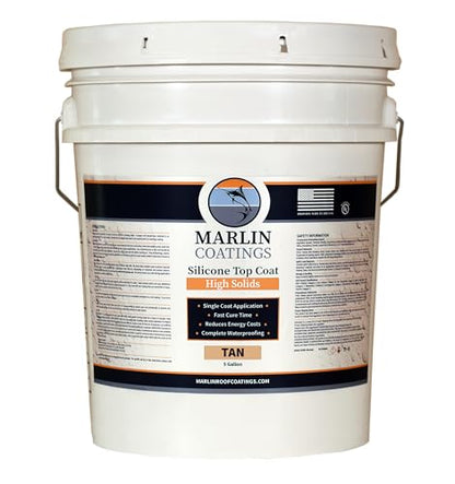 100% Silicone Roof Sealant - Self Leveling - Complete Waterproofing - Easy One Coat Application - Designed for Your RV, Camper, Trailer, Commercial Building… (5 Gallon, Tan) - color: Tan, size: 5 Gallon