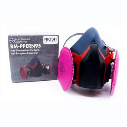 Benchmark Abrasives N95 Niosh Approved Half Mask Respirator Dust Mask for Construction, Cleaning, Workshop (PPERN95)