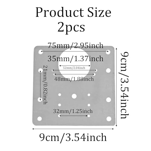 2Pcs 3.54 x 3.54 Inch Cabinet Hinge Repair Plate, Stainless Steel Hinge Repair Brackets with Fixing Screws for Kitchen Cabinets, Cupboard Doors, Furniture(8 Holes) - size: 2Pcs 8 holes