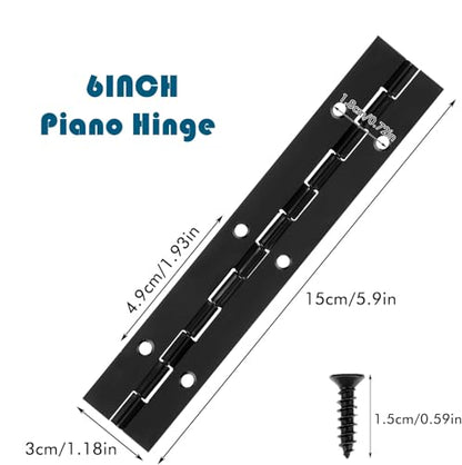 Continuous Piano Hinges, Black 304 Stainless Steel Folding Hinges with Mounting Screws for Doors Cabinets Windows Boxes, 6 Inch (4 Pack) - size: 6IN -1.2IN-4PACK