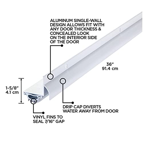 M-D Building Products 06395 36 in. White Aluminum L-Shape Screw-on Under Door Seal - color: White
