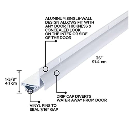 M-D Building Products 06395 36 in. White Aluminum L-Shape Screw-on Under Door Seal - color: White