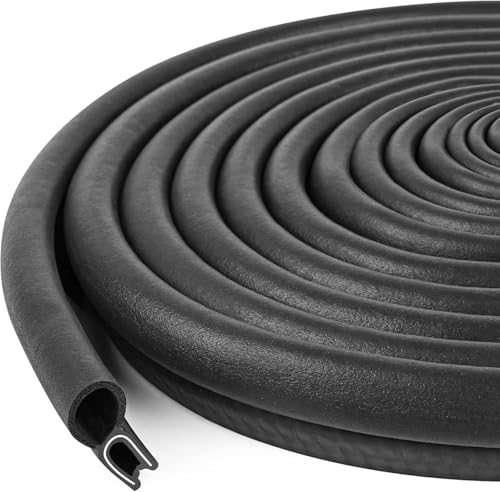 Kikerike Automotive Door Weather Stripping 25Ft Car Door Rubber Edge Trim Seal Strip Gasket with Top Bulb Easy to Install for Car Bus Camper Boat RV Truck Doors and Home Applications - color: 25Ft