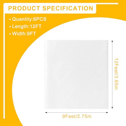 6pcs 9X12FT Plastic Drop Cloths,Waterproof Anti-dust Cover,Disposable Tarp for Painting for Couch/Furniture Cover - size: 6pack
