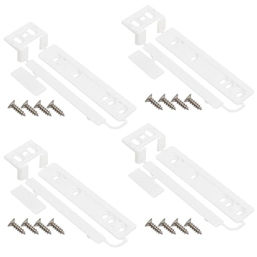 4Pcs Universal Integrated Fridge Freezer Door Slider with Screws, Fridge Door Mounting Installation Fixing Kit with Barckets and Clips