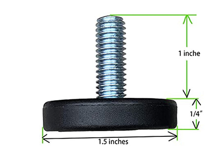 SINGTAN 1.5" Base Furniture Levelers Without T-Nut,Pack of 4 | Furniture Feet | Heavy Duty Adjusting Foot | 1" Adjustable Furniture Legs,Table Levelers,Chair Levelers (3/8" Bolt without Nut,Pack of 4)