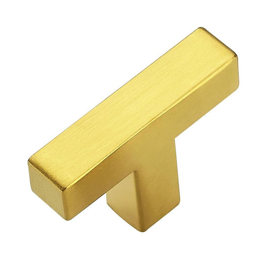 1 Pack Brushed Brass Cabinet Knobs - Kitchen Cabinet Knobs Gold Cabinet Pulls for Kitchen Cabinet Drawer Stainless Steel Dresser Knobs for Cabinet Hardware 2in Length Single Hole Square - color: Brushed Brass, size: 1 Pack, style: Square