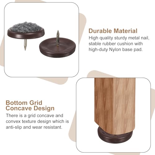 uxcell 16 Pcs Furniture Glides Sliders, 1.3" Plastic Round Chair Sliders Glides, Furniture Movers Pads for Chair Leg Floor Protectors, Brown - size: 33mm