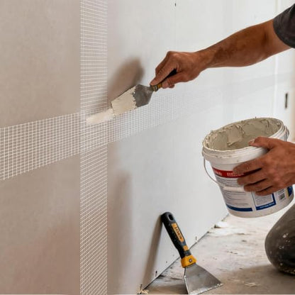 QILIMA Drywall Joint Tape 6 Inch x 75 Feet- Self-Adhesive Mesh Tape for Drywall Repair, Crack Fixing, Joint Taping, Easy to Apply, Heavy Duty Fiberglass Reinforcement - size: 6Inch x 75 Feet