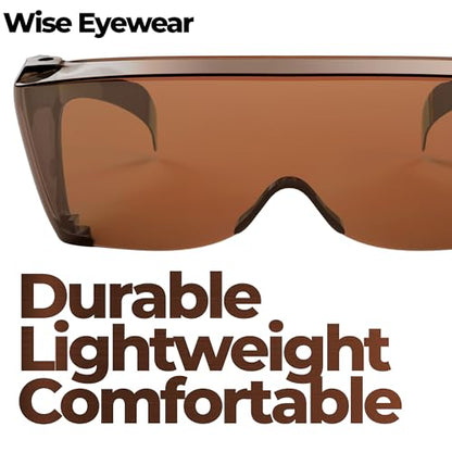 Cover-Ups Black Fit Over Sunglasses - Wrap Around Sunglasses - People Who Wear Prescription Glasses in the Sun - color: Brown
