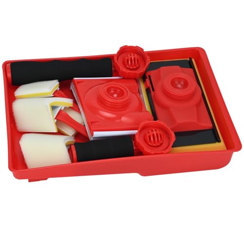 Professional 7-Inch Paint Edger Kit with 360° Pivot Handle | 10-Piece All-in-One Set Includes Trim Edger, Corner Pad, Detail Brush, Tray & Refill Pads | for Walls, Ceilings, Baseboards