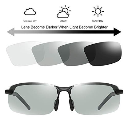 YIMI Men Photochromic Polarized Sports Sunglasses Cycling Fishing Driving Glasses UV Protection Eyeglasses Anti Glare Eyewear - color: 3043 Black
